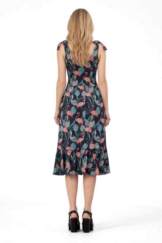 TROPİKAL DESEN ELBİSE